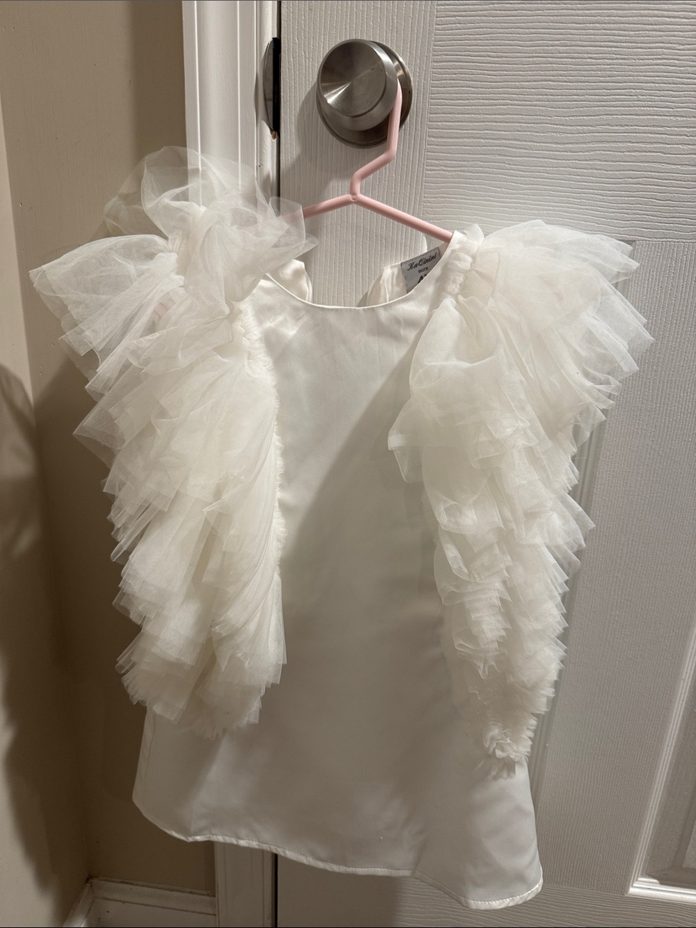 Girls' Ivory Ruffle Tulle Formal Dress